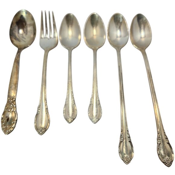 Vintage Rogers Bros 1847 Silver Plated Flatware 6-Piece Collection Floral Design - Picture 1 of 16